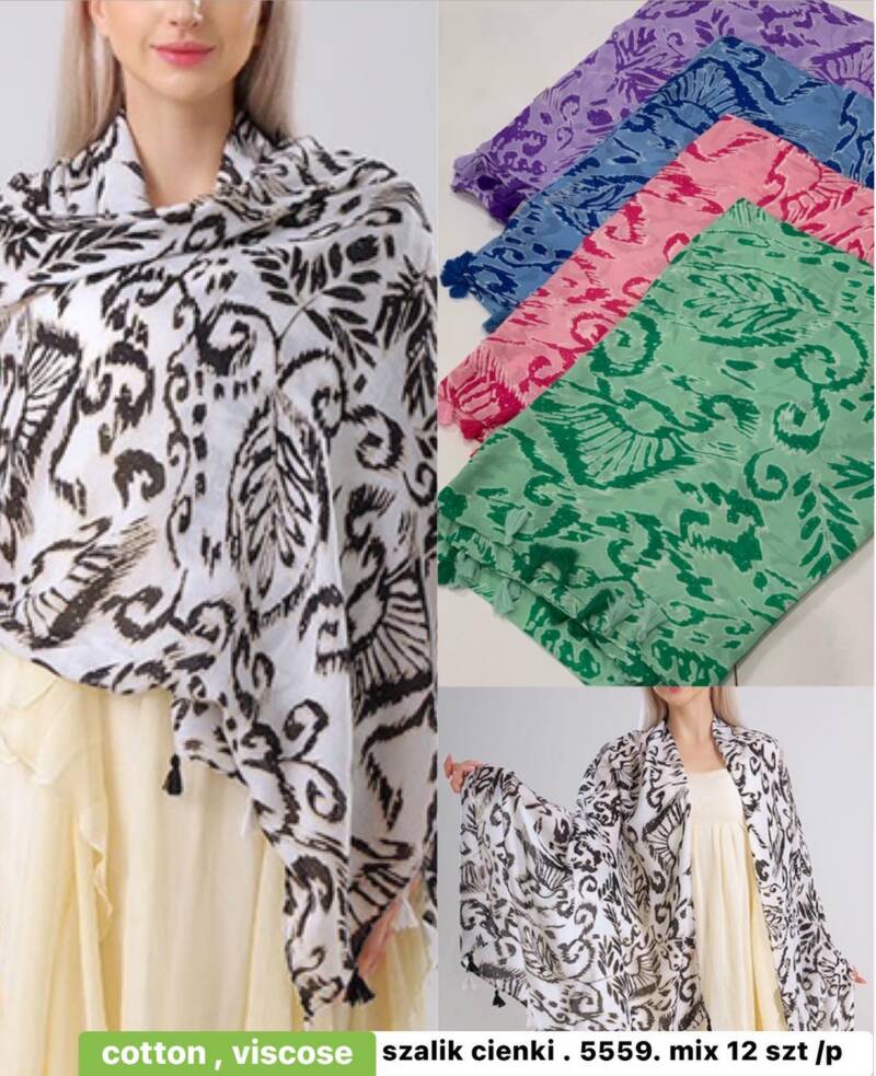 Szaliki damskie Roz Standard, Mix Kolor Paczka 12 szt 1